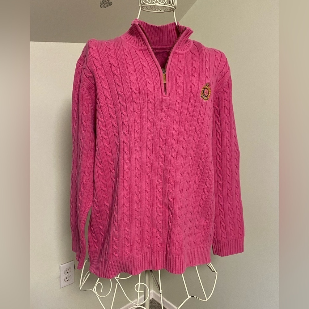 Lauren Ralph Lauren Cable Knit 1/4 Zip Sweater, Pink, Tag Removed, size unknown